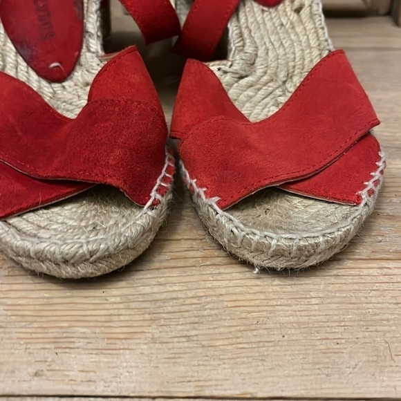 Soludos Sandals Espadrilles Wedge Red Suede Size 9 - Picture 4 of 9